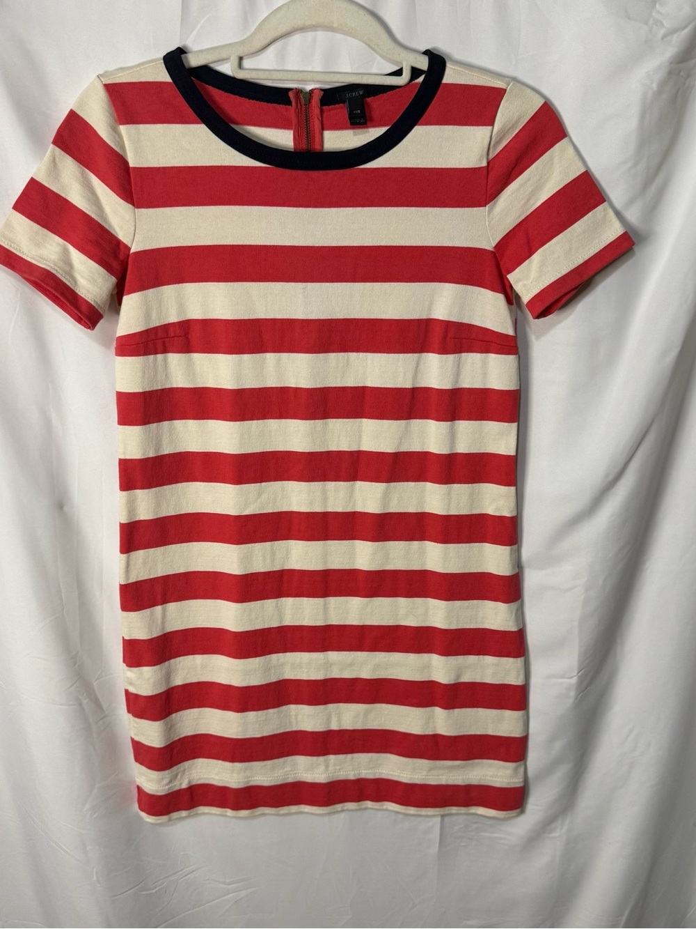 J. Crew Red and Navy Rugby Striped Tee Ginny Dress
